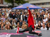 Josh Stephen Lawrence performs at the Red Bull Dance Your Style qualifier at Bispetorv, Aarhus, Denmark on July 30, 2022 // Jesper Gronnemark / Red Bull Content Pool // SI202208010279 // Usage for editorial use only //
